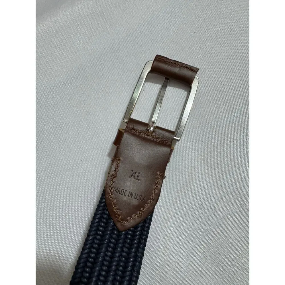 New Johnnie-O Navy Blue Waxed Cotton Stretch Belt Golf XL